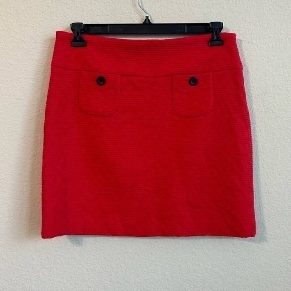 Mossimo Skirt Red Mini Front Faux Pockets Black Button Details Side Zipper Retro